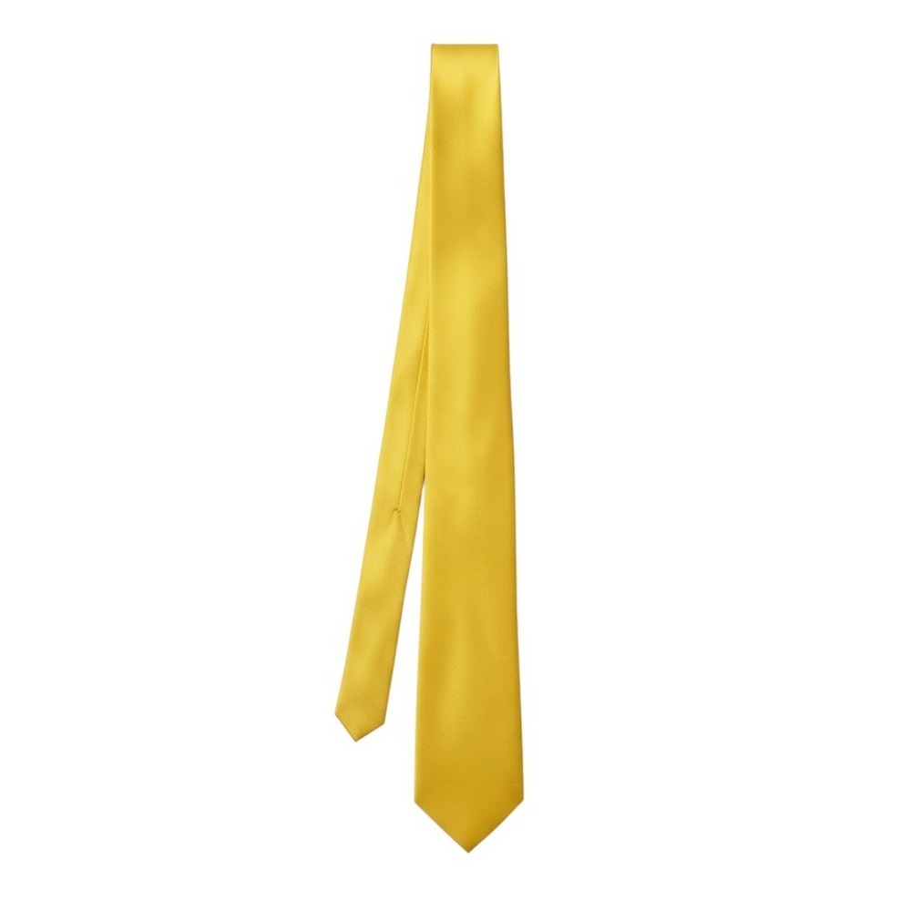 Silk Necktie Handmade Ribbed Solid Gold Yellow Formal Wedding Business Tie Prom